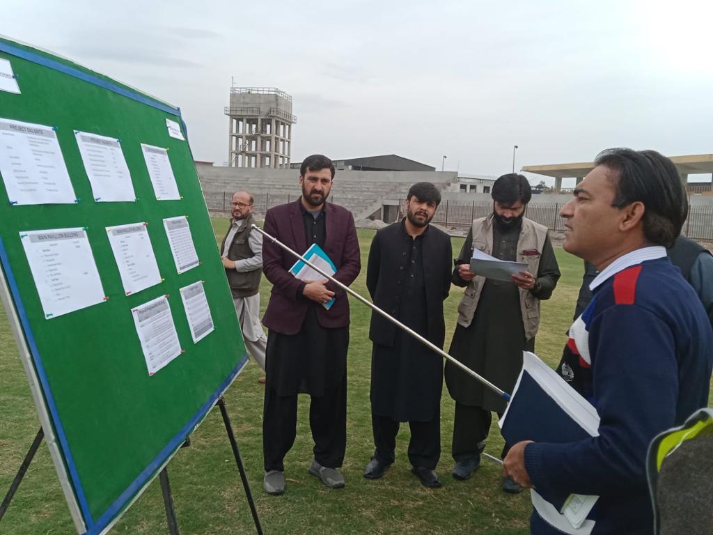 kpmne1's tweet photo. Monitoring of Mega project by Director General M&amp;E 
(Cricket Stadium Hayatabad) https://t.co/aYvlDMzj7h