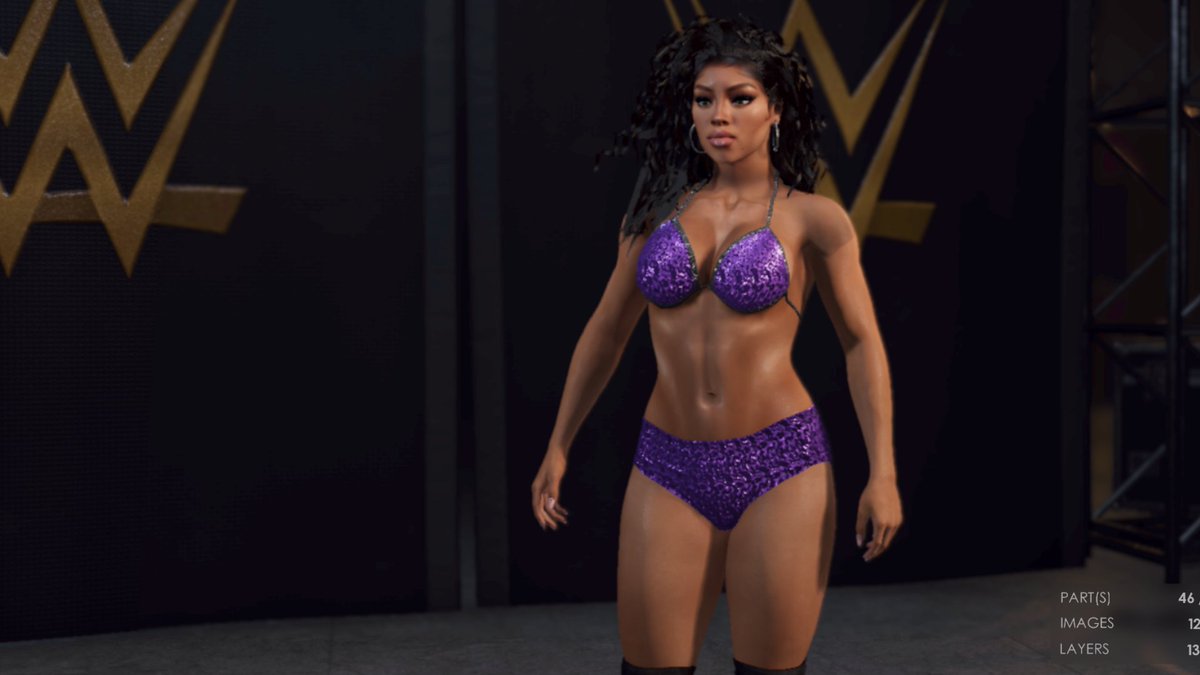 IAmVisionXo's tweet photo. So? How did I do for my first try? It's about time her body morph is the way it's meant to be.💜 #WWE2K22 https://t.co/PqQiHO6PhJ
