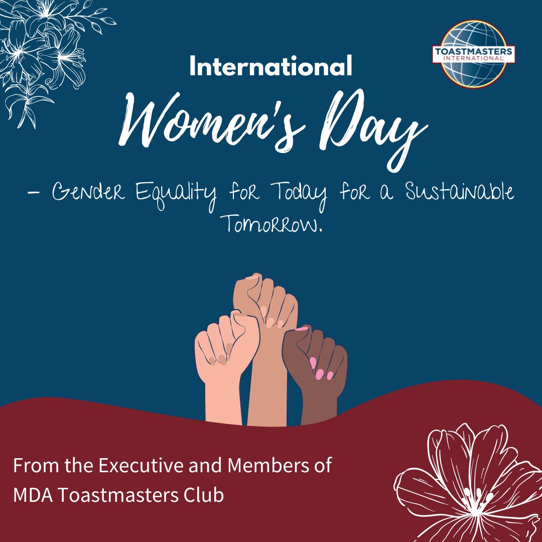 MdaToastmasters's tweet photo. “Women are the largest untapped reservoir of talent in the world” - Hillary Clinton 

#HappyInternationalWomensDay #InternationalWomensDay #WomensDay #GenderEqualityTodayForASustainableTomorrow #GenderEquality #WomensRights https://t.co/nOToaDeDoX