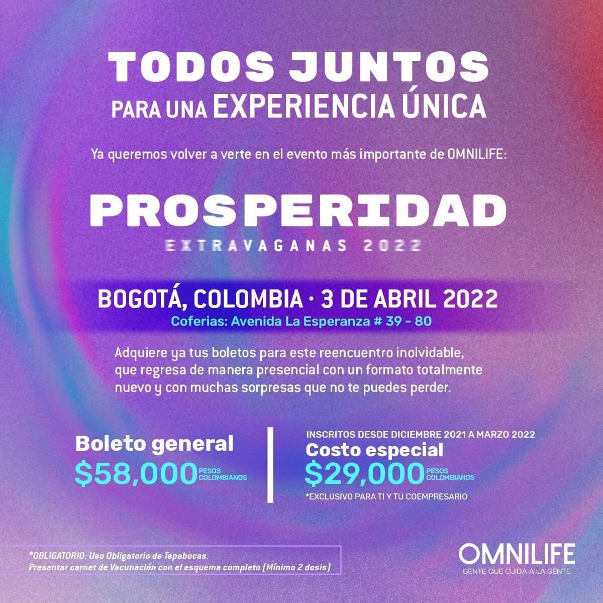 BLANARCE's tweet photo. ¡Ya viene Extravaganas, Prosperidad en Bogotá, Colombia! 🇨🇴 

Adquiere ya tus boletos en CEDIS, CREO y a través de este link: https://t.co/BgxzEipBur

Estamos todos preparados para vivir juntos un momento inolvidable. 🤩🥳
.
.
#OMNILIFE #NFuerza #ExtravaganasProsperidad https://t.co/IGtgAUZqoa