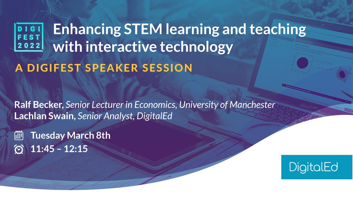 Are you at #digifest22? Join <a href="/ralffbecker/">Ralf Becker</a> at <a href="/OfficialUoM/">The University of Manchester</a> and <a href="/DigitalEd/">DigitalEd</a> for this session. 👇  They'll share how #edtech can enhance #STEM learning and teaching.