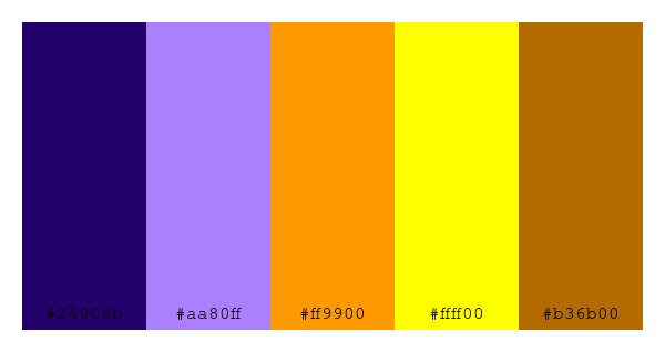 ColPaletteBot's tweet photo. Beep beep, here's a pretty color palette for you!
color-scheme.js parameters used:
- hue: 270
- variation: default
- colors: #24006b, #aa80ff, #ff9900, #ffff00, #b36b00
Have a lovely day!
#twitterbot #colorpalette #colors #palette #prettycolors https://t.co/AmbPzosGte