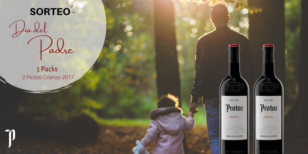 ¡Participa en este #Sorteo del Día del Padre!🍷Puedes llevarte uno de los 5 packs 2 botellas de Protos Crianza 2017 para celebrarlo junto a él en su día. Muy fácil: 
✅Síguenos <a href="/Bodegas_Protos/">Bodegas Protos</a>
✅Dar me gusta + RT 
Bases legales 👉 bit.ly/3sPqBVb