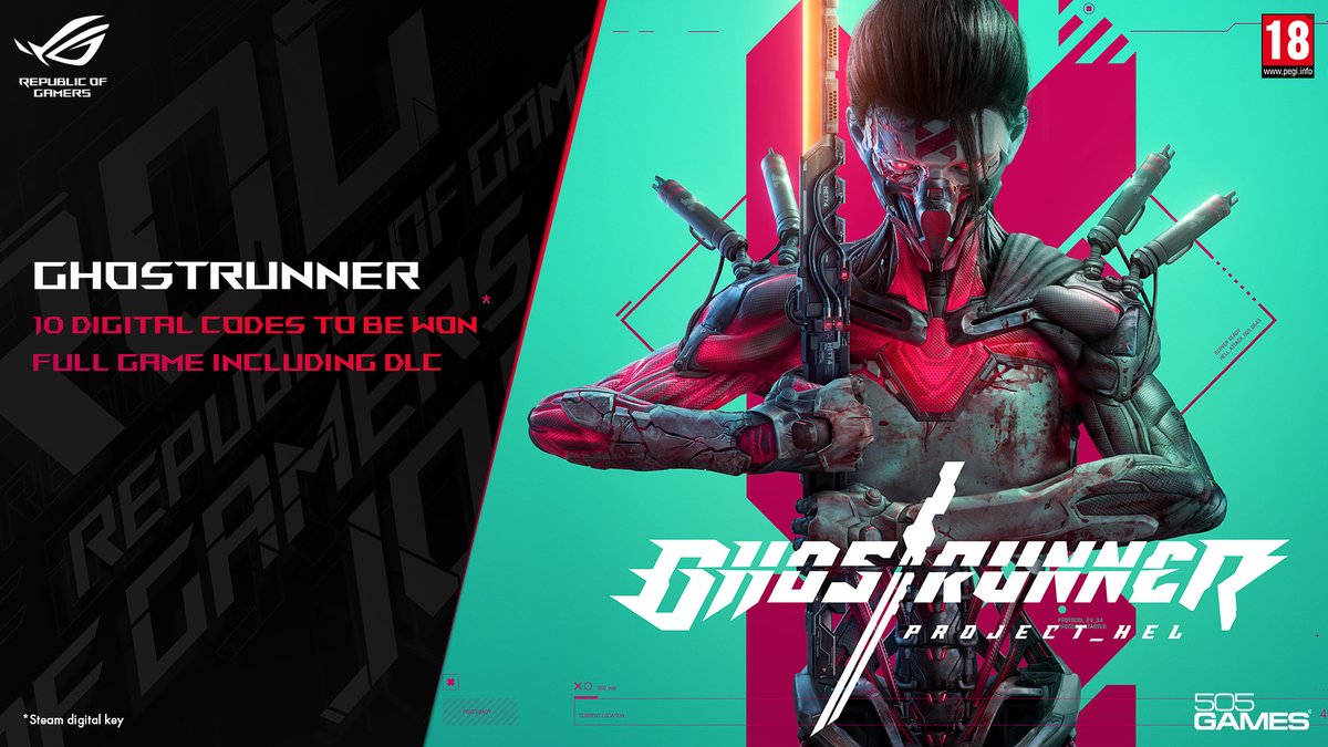 ASUS_ROGUK's tweet photo. You know what time it is... Freeeebie tiiiime! #ROGxGhostrunner

You can win 1 base game + 1 Project Hel DLC. 

What to do?
❤️Like 
🔁Retweet
💬Comment your favourite ROG peripheral!

Check out the new DLC 👉https://t.co/ZNu99BtBqs https://t.co/gdoyX5aHav