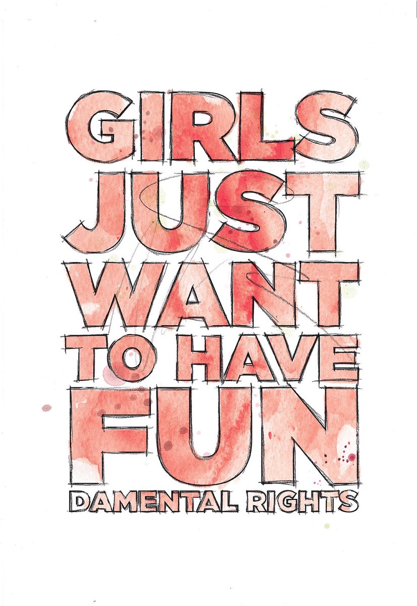 prettytalking's tweet photo. It’s international Women’s day and ‘Girls Just Want to Have Fun’ available on our site https://t.co/cYJ6qDIwcA & Etsy
#Typeography #girls #fun #sketch #watercolour #pencil #illustration #painting #print #daviddrawsagain #artist #WomensRights #Feminism #InternationalWomensDay https://t.co/tCK2x7K5Rl