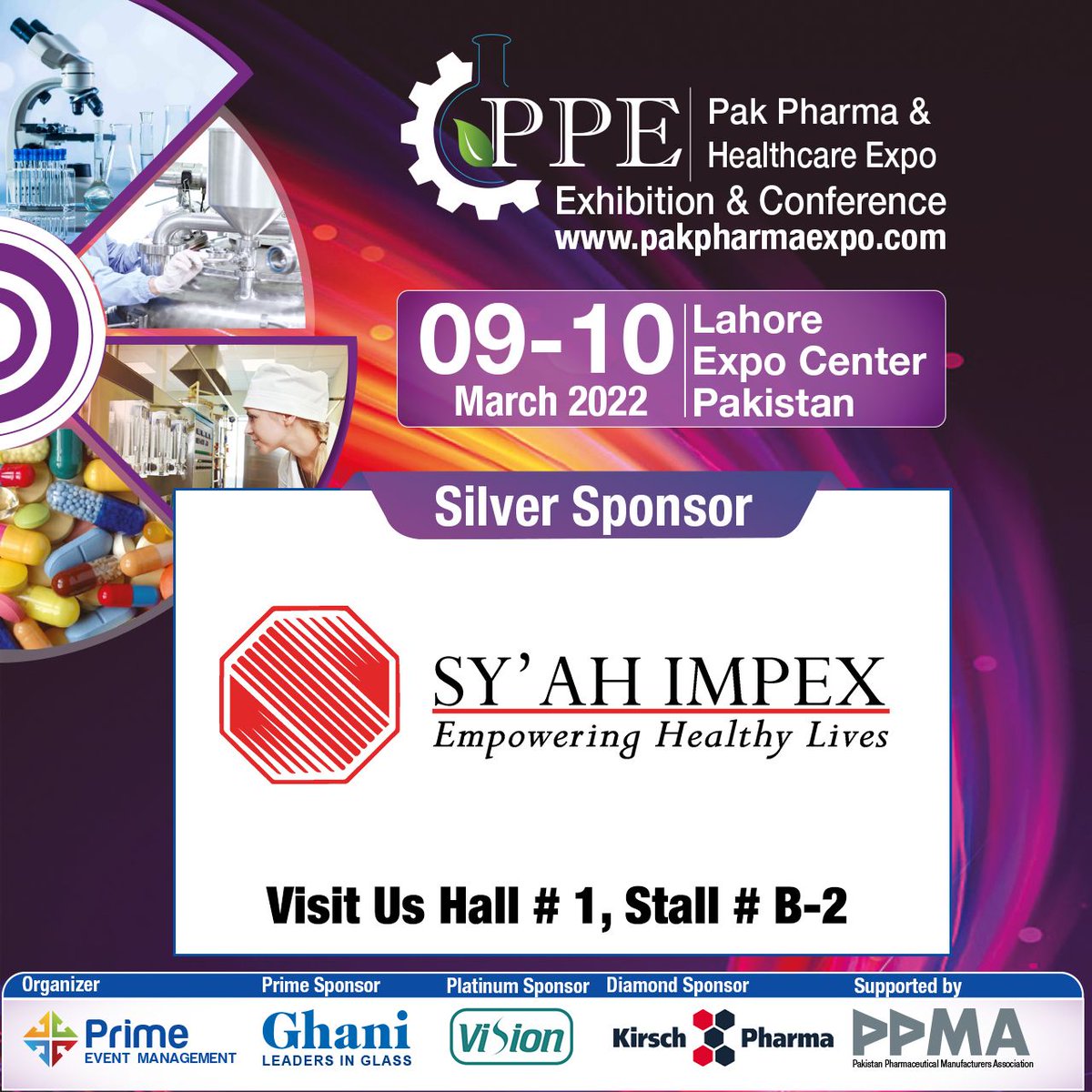 SyahImpex's tweet photo. Visit 𝐒𝐘'𝐀𝐇 𝐈𝐌𝐏𝐄𝐗 exhibit at PPE exhibition and conference. Hall # 1 Stall # A-8 in 13th. Pak Pharma &amp; Healthcare Expo Exhibition and Conference being held Tomorrow at Expo Center #Lahore,#Pakistan.
#shifa #healthcare #medicaldevices #pharmaceuticalcompany #expo2022 https://t.co/fD97mrUhI4