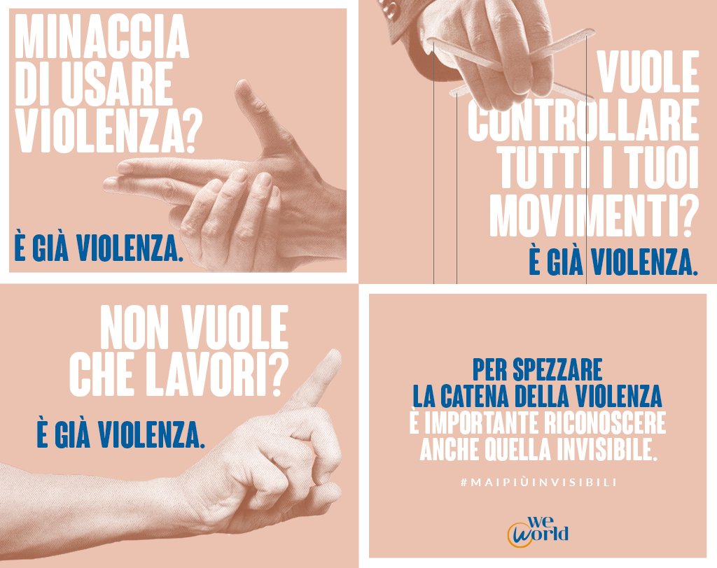 WeWorldOnlus's tweet image. Per spezzare la catena della violenza dobbiamo riconoscere OGNI forma di violenza. Anche quando i segni non sembrano visibili. Per fare alcuni esempi.
#8marzo