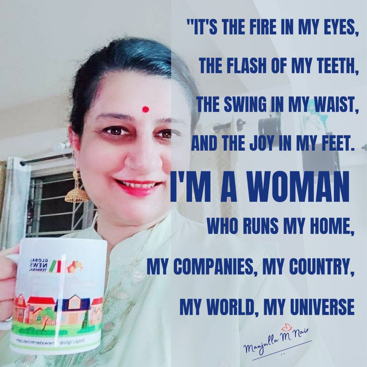 ManjullaMNair's tweet photo. #happyinternationalwomensday 
Self-love is where you can start to Love everything in life. 
#innerstrength #lovingyourself #selflovery #selflovewarrior #selfdiscovery 
@anandmahindra @nsitharaman  @PmModi @RNTata2000 @AbuzzCompany @news_terminal @startuptostand1 @startupindia https://t.co/9GXK7R3bWf