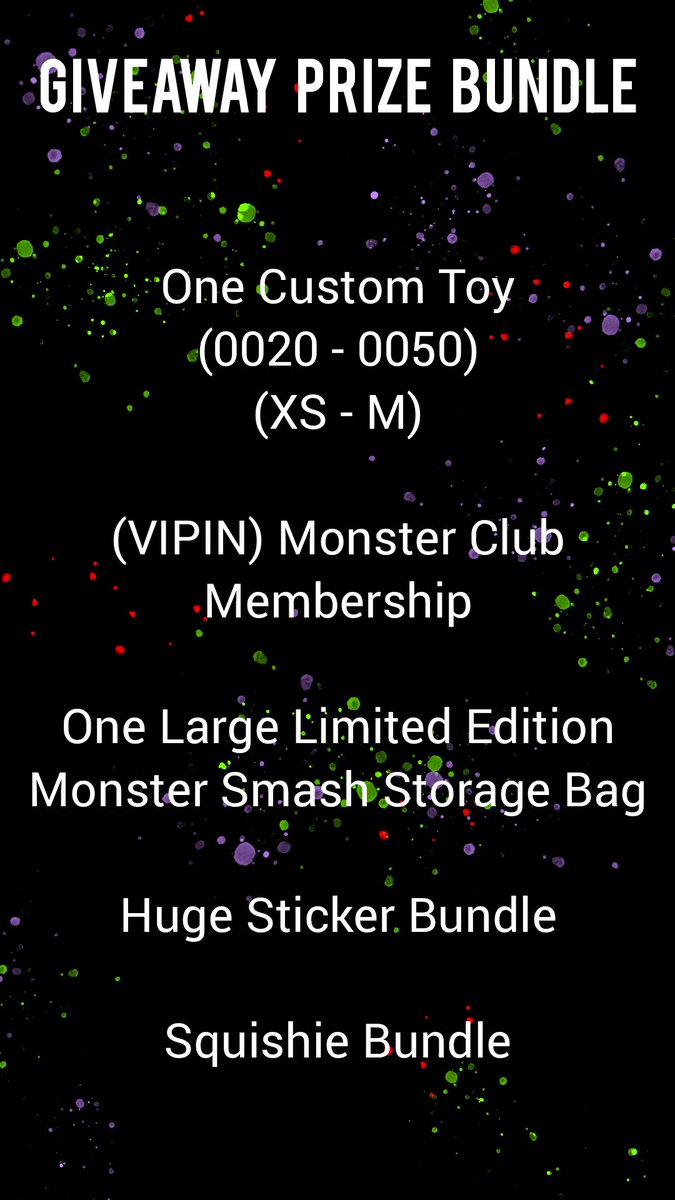 MonsterSmashToy's tweet photo. 💜 GIVEAWAY 💚

As a thank you for the huge support and getting us to 10k we wanted to host a giveaway.

Huge custom bundle prize! A toy, a VIPin, New Secret Storage Bag, stickers and more.

Nothing difficult, just Retweet this post and Follow us 🥰 https://t.co/Ai9b9wSBXd