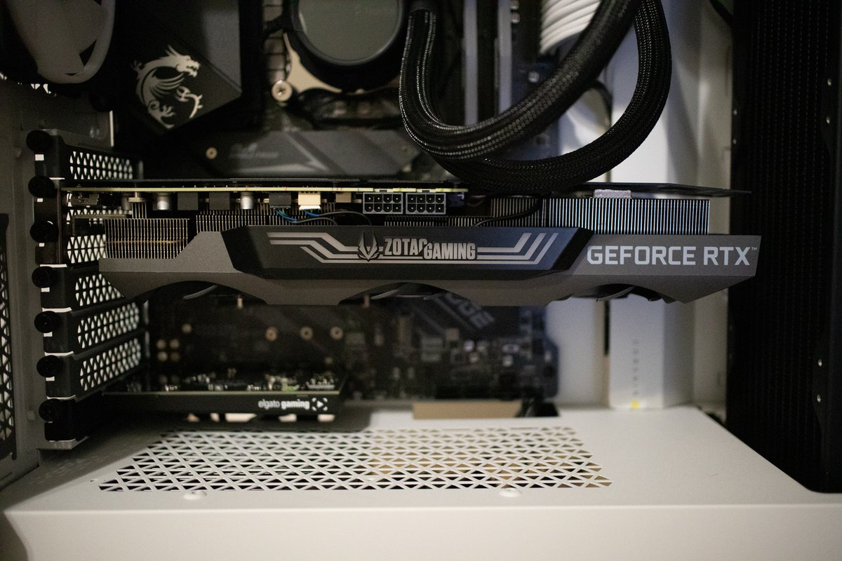 Zooming out on the progress of the Kazahana (かざはな) build! <a href="/FractalDesignNA/">FractalDesignNA</a> Celsius+ S36 Prisma easy settings! Added some <a href="/teamgroupinc/">TEAMGROUP</a> T-Force Delta 32GB RGB memory, <a href="/ZOTAC/">ZOTAC</a> <a href="/NVIDIAGeForce/">NVIDIA GeForce</a> RTX 3070 Ti Trinity OC, and <a href="/elgato/">Elgato</a> HD60 Pro installed!