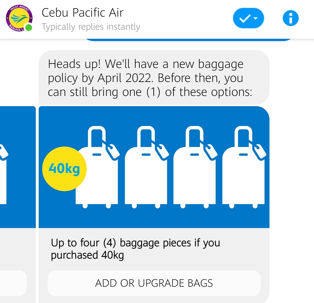 shujex's tweet photo. @CebuPacificAir any clarification on https://t.co/uki3SSPDj7 purchase of 20kg can it be 2pcs baggage am I right?
My flight is on Friday. https://t.co/ds8FspeFLB