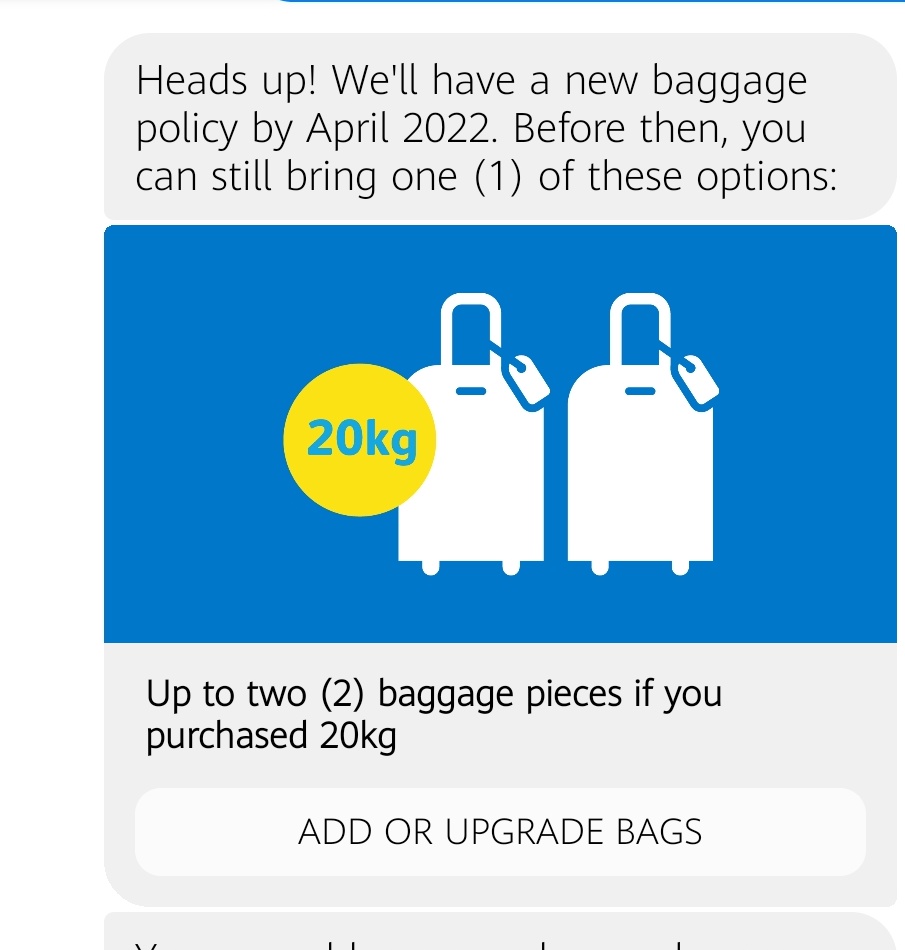 shujex's tweet photo. @CebuPacificAir any clarification on https://t.co/uki3SSPDj7 purchase of 20kg can it be 2pcs baggage am I right?
My flight is on Friday. https://t.co/ds8FspeFLB