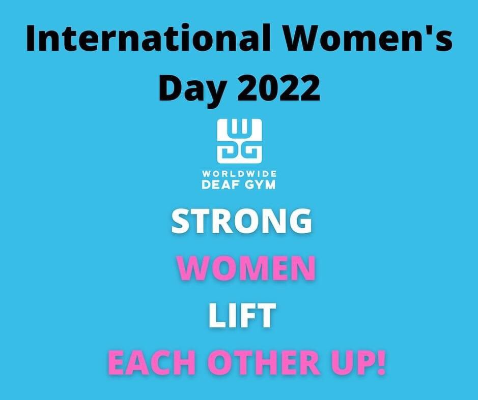 DeafGym's tweet photo. Happy international women’s day!
You all are beautiful and strong and never quit your fitness goal! 

Ladies this is your chance to be featured on Instagram! 
IG: worldwidedeafgym

Just send us your selfie or video of you to show how great you are! 

#InternationalWomensDay2022 https://t.co/K7zcpNWkrD