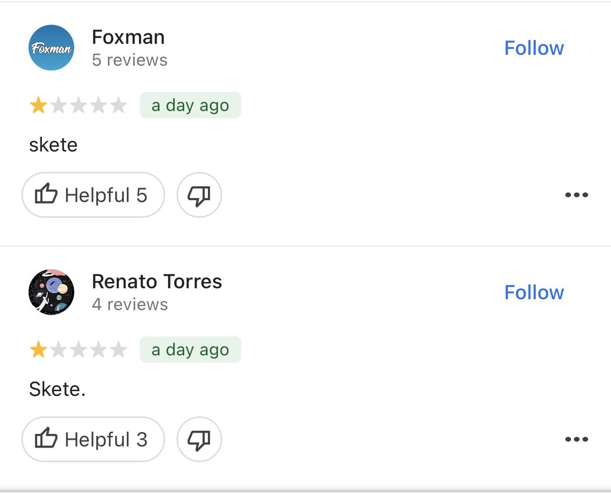 cherozzzz's tweet photo. these reviews on pete davidson's bar 😭 https://t.co/Ug7aG8XEO8
