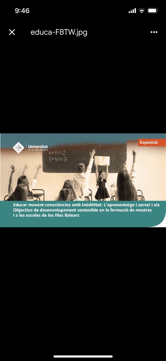 ineditnetuib's tweet photo. Dia 16 de març començen les exposicions a la #UIB on els alumnes ens faran una xerrada sobre #ApS i #ODS en la formació dels mestres📖📖🥸 https://t.co/HL6bbfBFJ1