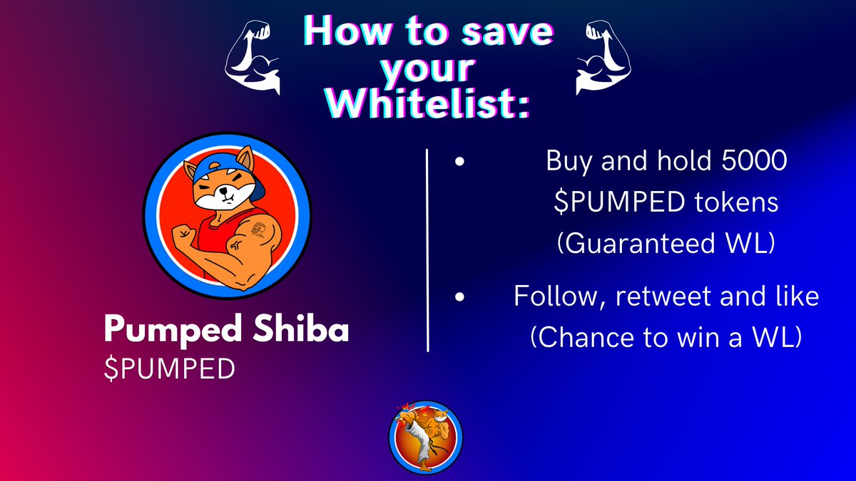 🎉 WL GIVEAWAY 🎉 

We are giving away 10 WL spots!

- NFT Release 04/02/2022 -

To Enter:

➡️ Follow <a href="/pumped_shiba/">Pumped Shiba</a>
➡️ Like &amp; Retweet
➡️ Tag 3 NFT Pumped Friends 💪

Winners after 72 hours⏰

* Alternatively you can buy and hold 5000 $PUMPED

#NFT #Crypto #Airdrop #Giveaway