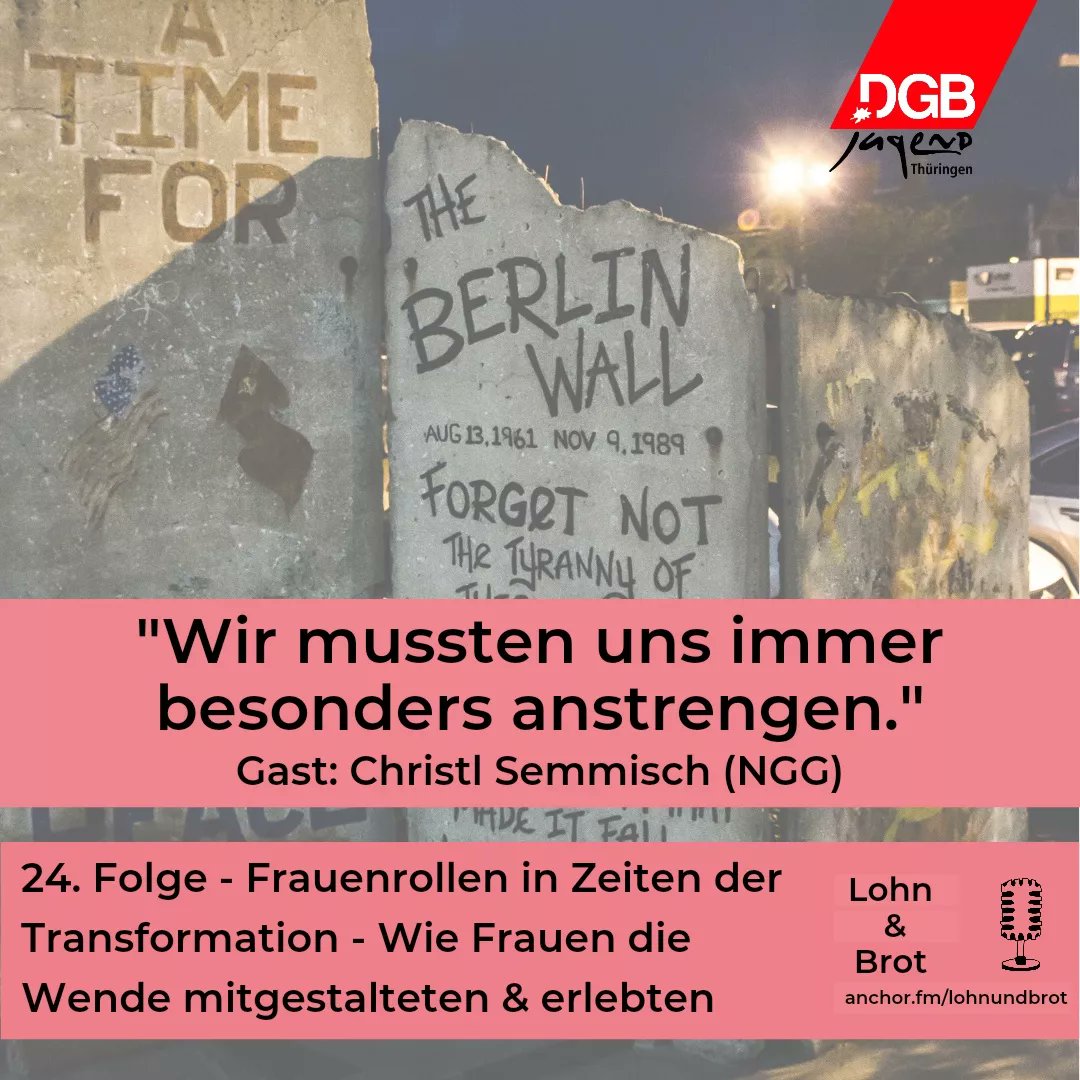 Passend zum #internationerfrauentag gibts heute wieder eine neue #Podcast Folge. Dieses Mal mit Christl Semmisch,  ehem. Geschäftsführerin der NGG Thüringen: anchor.fm/dashboard/epis…

#dgb #lohnundbrot #Weltfrauentag #wiedervereinigung #wende #ostdeutschland #ngg