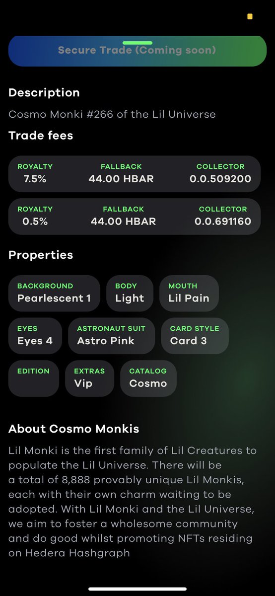 _Krypto_King_'s tweet photo. Look at this amazing @LilMonkiNFT  in @flash_wallet . There in Testing stages but it will be available to a Hbar holders Real Soon. https://t.co/jeFth7U9iD