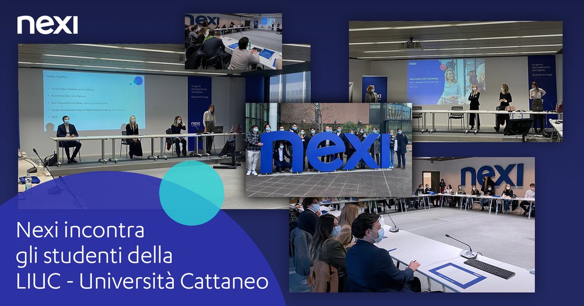 nexipayments's tweet photo. Company visit in #Nexi degli studenti iscritti alla Laurea Magistrale in Economia Aziendale e Management e nell'ambito del progetto «Orientamento Fintech» della @UniLIUC. In occasione della visita è stato presentato il «Nexi Graduates Program».

#TheEuropeanPayTech #LIUC #fintech https://t.co/EHJxTNLXz3