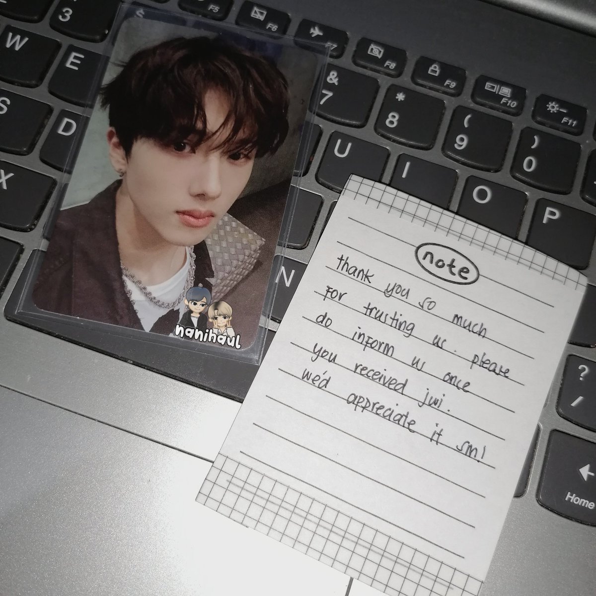 rjaeprio's tweet photo. β· happy mail arrived! #nanimails. βΉ3
β jisung na vv pogi is here! thank you for offering me jisung's dreaming pc, @42njm_. thank you, too, @keunjsuh, for shipping him as soon as possible. he came home safe! also apologies for the late feedback. π€ #tykeunjsuh. https://t.co/AlbTvf1A4W