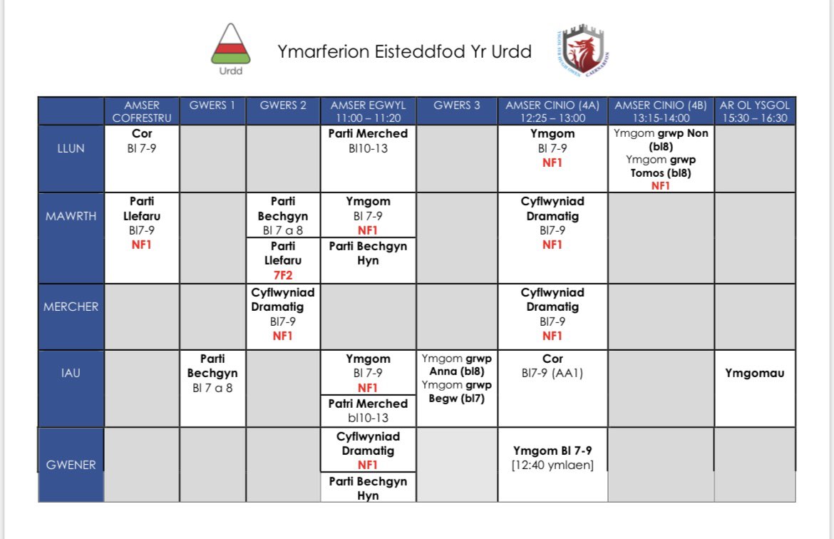CerddSyrHugh's tweet photo. Ymarferion Cerdd a Drama yr wythnos hon Mawrth 7-11 #urdd2022 @SyrHughOwen https://t.co/1QDTeticto