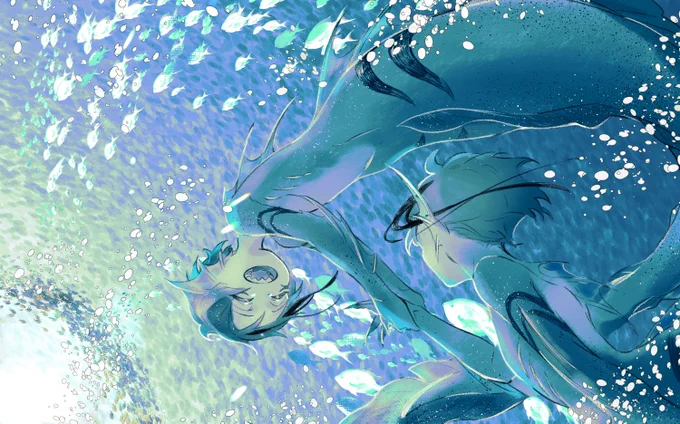 お題:人魚姿の双子
私の好みで稚魚になってしまった…🐠 