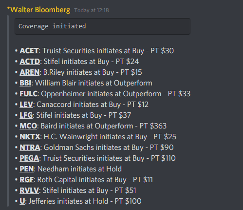 *Walter Bloomberg on Twitter: "Coverage initiated https://t.co