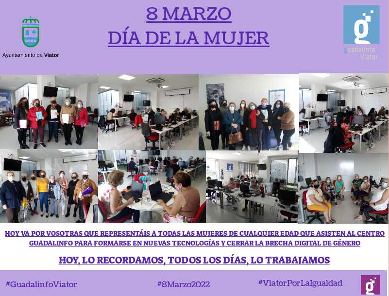 💜HOY VA POR VOSOTRAS QUE REPRESENTÁIS A TODAS LAS MUJERES DE CUALQUIER EDAD QUE ASISTEN AL @Guadal_Viator PARA FORMARSE EN NUEVAS TECNOLOGÍAS Y CERRAR LA BRECHA DIGITAL DE GÉNERO
💜HOY, LO RECORDAMOS, TODOS LOS DÍAS, LO TRABAJAMOS #8M <a href="/Viatoraldia/">Ayuntamiento de Viator</a> <a href="/CulturaViator/">CulturaViator</a> <a href="/RedGuadalinfo/">Vuela Guadalinfo</a>