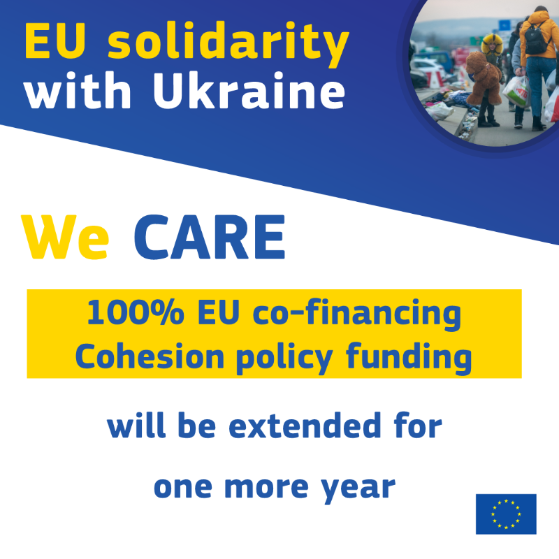 EUinmyRegion's tweet photo. CARE: Cohesion's Action for Refugees in Europe🇪🇺

Increasing flexibility in the 2014-2020 #CohesionPolicy rules to swiftly provide emergency support to people fleeing from Russia’s invasion of Ukraine🇺🇦 and EU countries receiving them⤵️

#StandwithUkraine #EUSolidarity