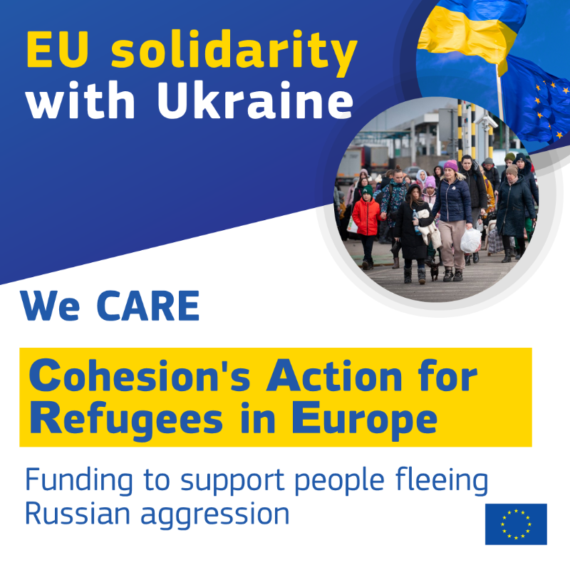 EUinmyRegion's tweet photo. CARE: Cohesion's Action for Refugees in Europe🇪🇺

Increasing flexibility in the 2014-2020 #CohesionPolicy rules to swiftly provide emergency support to people fleeing from Russia’s invasion of Ukraine🇺🇦 and EU countries receiving them⤵️

#StandwithUkraine #EUSolidarity