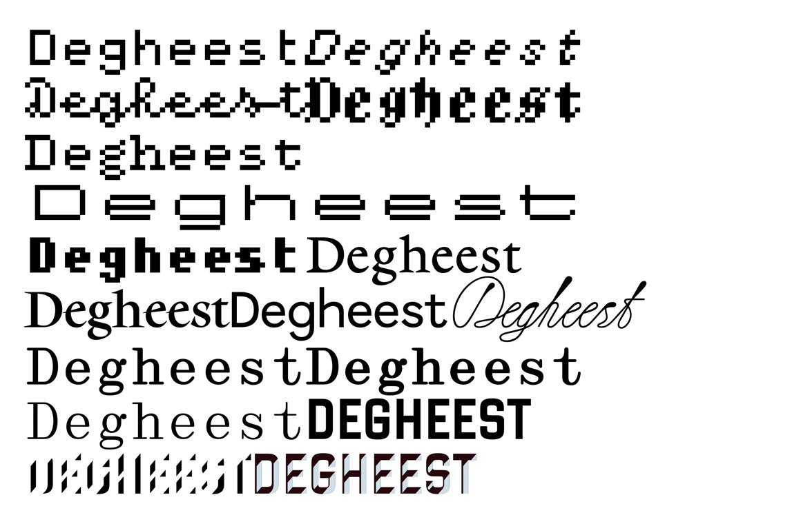 [New Font Release] VTF released six typefaces designed by Ange Degheest. The six typefaces found in her archives have been unearthed and revived by students and their teacher from the Rennes School of Fine Art. bit.ly/3My4Z7r #typecache