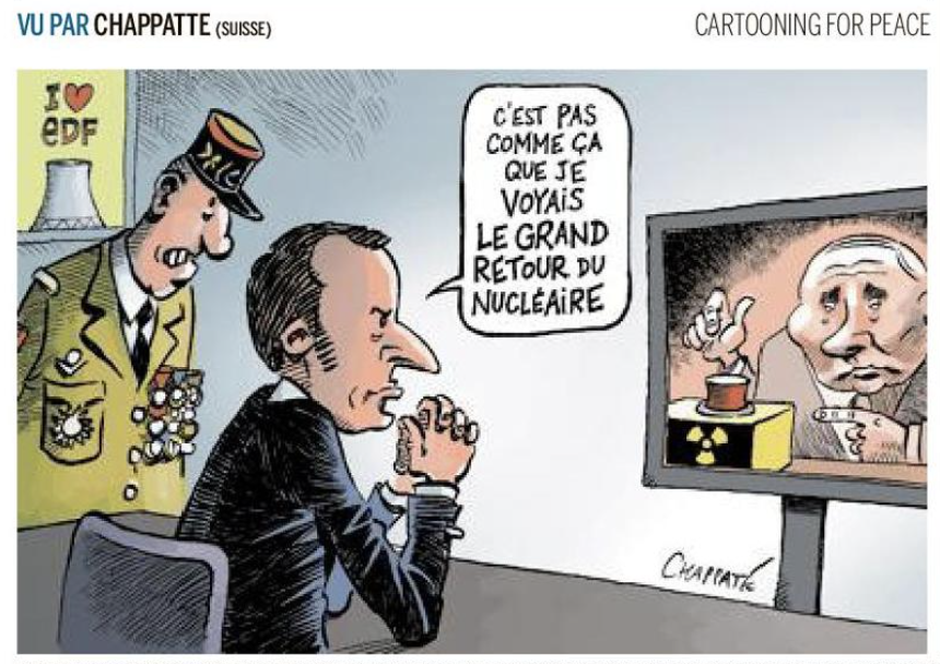 eterrillon's tweet photo. Excellent résumé de la situation par @chappatte en 1ère page du @lemondefr.
#Nucléaire https://t.co/nvlv7J8h95