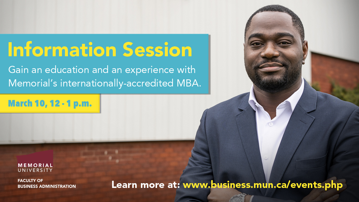 MUNBusiness's tweet photo. Register for our virtual info session to learn about our internationally-accredited master of business administration (#MBA) program and how you can gain an education and an experience to enhance your career at @MemorialU
@gradstudies
#AACSBAccredited
#MemorialMBA
#CanadianMBA https://t.co/pNV3o3QK2j