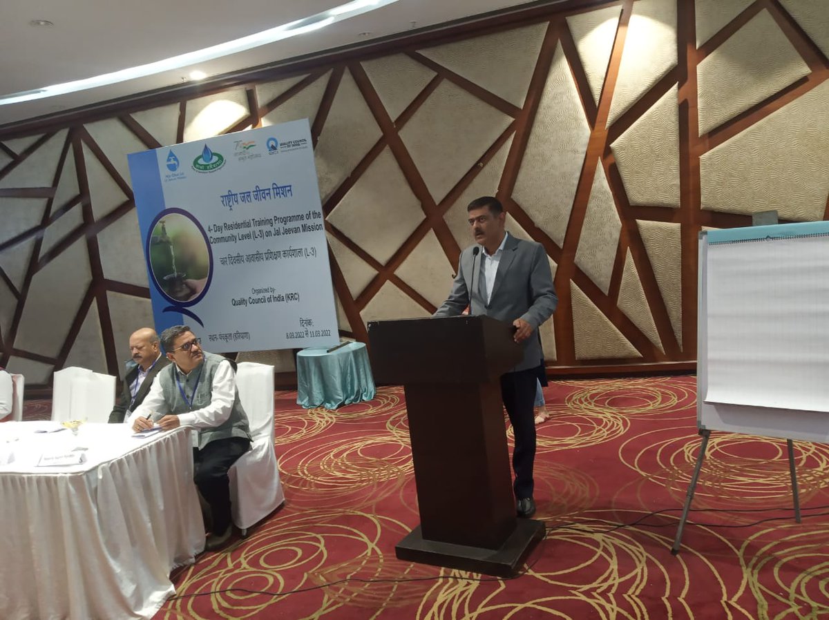 qci_tcb's tweet photo. Addressing the participants present in this workshop, Director #WSSO, Shri Rajiv Batish ji introduced the @jaljeevan_ and discussed the importance of water &amp; requested all the participants to make important contributions towards making the Jal Jeevan Mission campaign a success. https://t.co/zecQoT7DmB