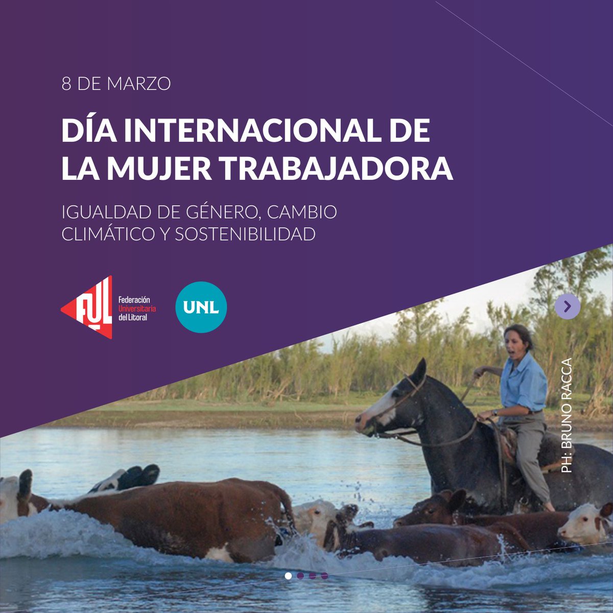 ExtensionUNL's tweet photo. 💜Día Internacional de la Mujer Trabajadora
Con diversas actividades, la @UNLitoral propone visibilizar y reflexionar acerca de las problemáticas de género. 

+Info aquí 👉 https://t.co/51TzukOyqm

#8M #DíaInternacionalDeLaMujer #GéneroUNL  #AcciónClimática #IWD2022 https://t.co/TmoTjLbCxC