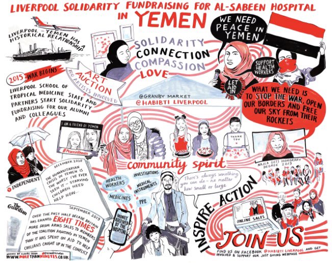 sallytheobald's tweet photo. Happy #IWD22 sending love and solidarity to all health workers in war &amp; fragility. Thank you amazing Najla Al-Sonboli (@LSTMnews alumni) and all at Al-Sabeen hospital in Yemen who have endured over 2539 days of war - habibti Liverpool collaboration today with @newsfromnowhere https://t.co/4UuqjyT4hi