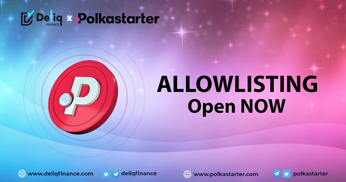 🔥 It’s finally here !!
Our allowlisting on Polkastarter is now live. Go grab your spot now 🚀

More here : deliqfinance.medium.com/polkastarter-i…

Apply here : polkastarter.com/projects/deliq
