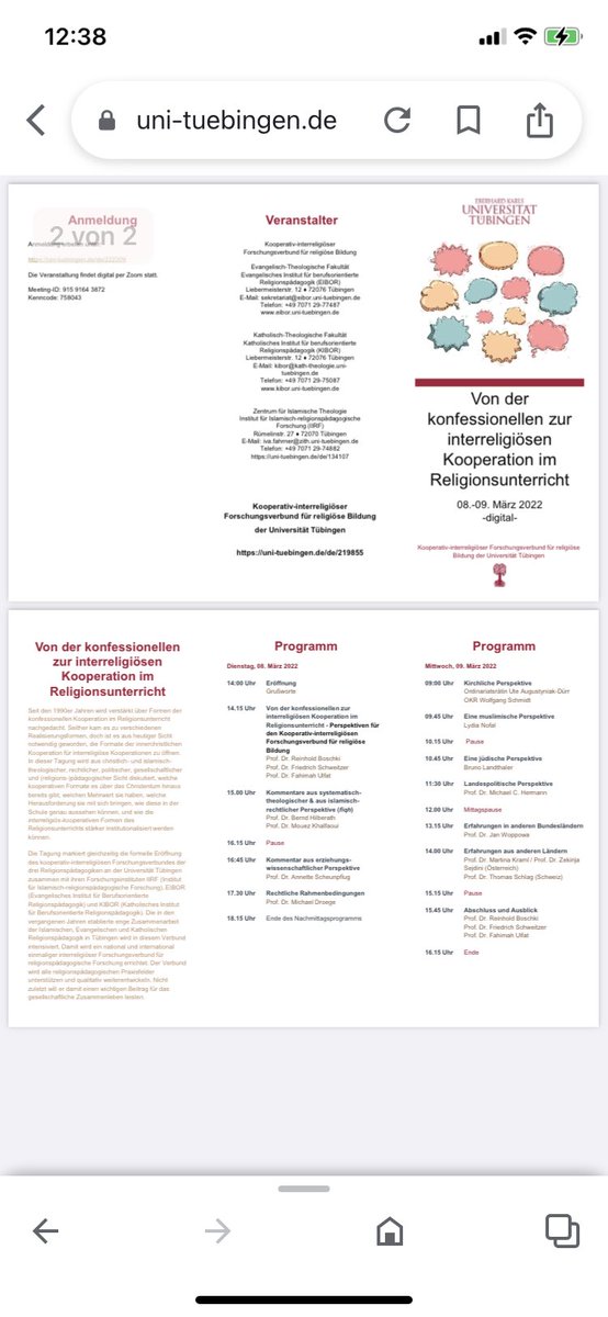 Gleich startet unsere Tagung: 
"Von der konfessionellen zur interreligiösen Kooperation im Religionsunterricht" als digitale Tagung via Zoom
08.-09. März 2022
Veranstaltet vom kooperativ-interreligiösen Forschungsverbund für religiöse Bildung der Universität Tübingen