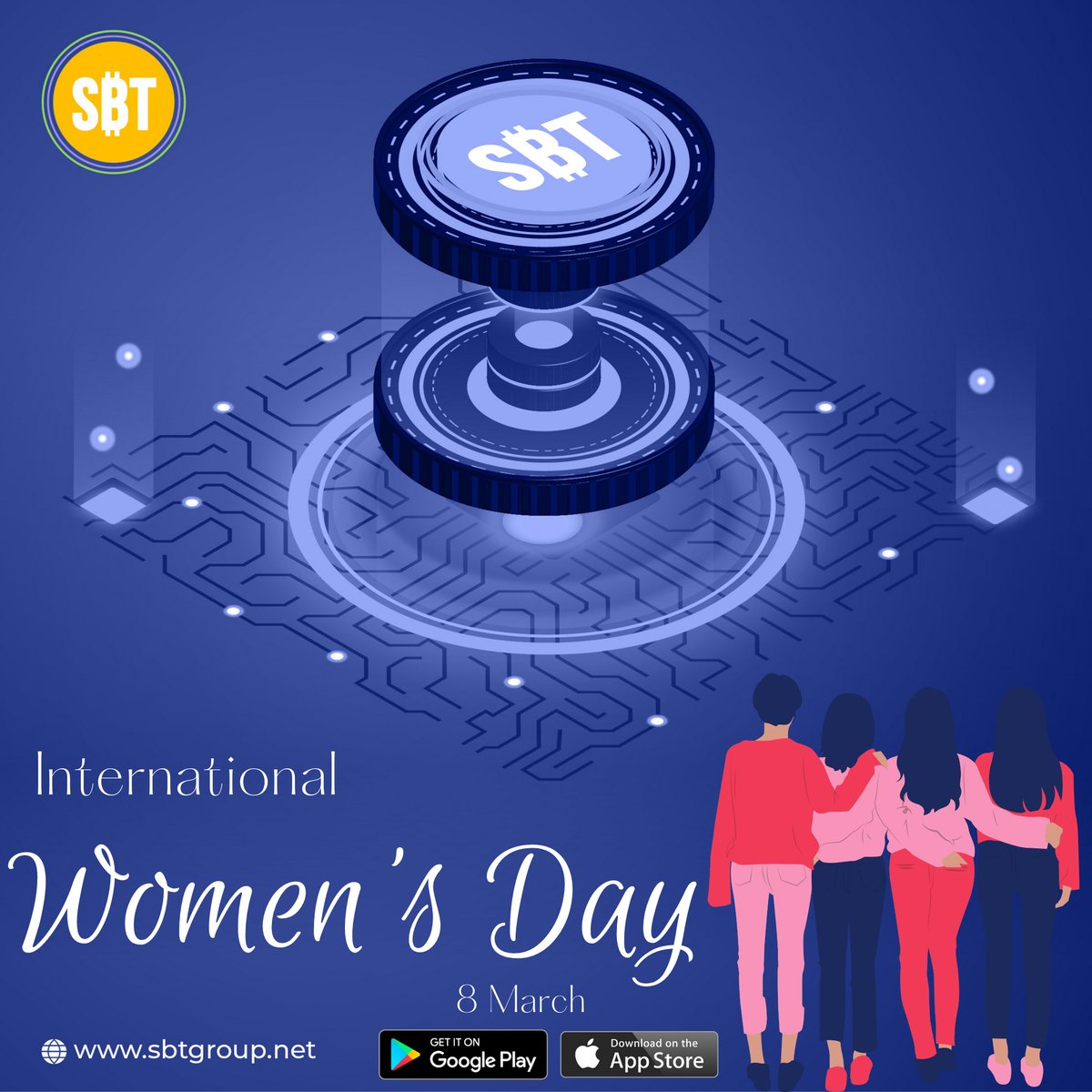 SbttApp's tweet photo. Happy international HODL Women's Day!

Tag a woman who inspires you on this special day ,  Download #sbtcryptoplace and start your crypto journey with us :

AppStore: https://t.co/WR0y4okOEZ

Google-play: https://t.co/06IDBT5aRR

lets go #SBTT
#WomensDay #CryptoNews https://t.co/uNajS6Thg2