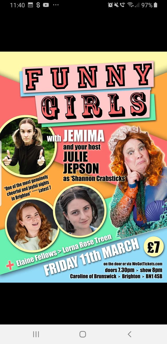 This Friday is all sorted! Join us for a fabulous night of fun and giggles. Tickets are £7 cash only on the door or by card in advance at WeGotTickets. You are most welcome!