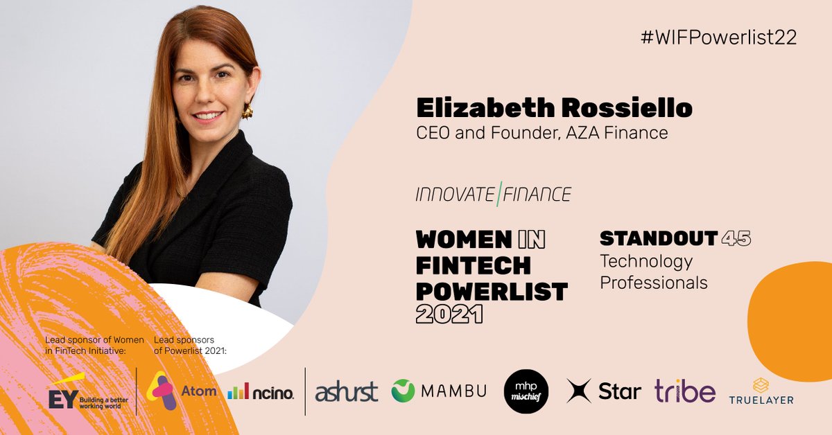 aza_africa's tweet photo. We are so proud of our CEO &amp; Founder, Elizabeth Rossiello @e_rossiello being shortlisted for the "Women In Fintech Powerlist" by @InnFin.  On a day where we celebrate women, Elizabeth has been #breakingthebias for over 10 years.
#WIFPowerlist2021 #InnovateFinance #WomeninTech https://t.co/WCtgiUmLeG