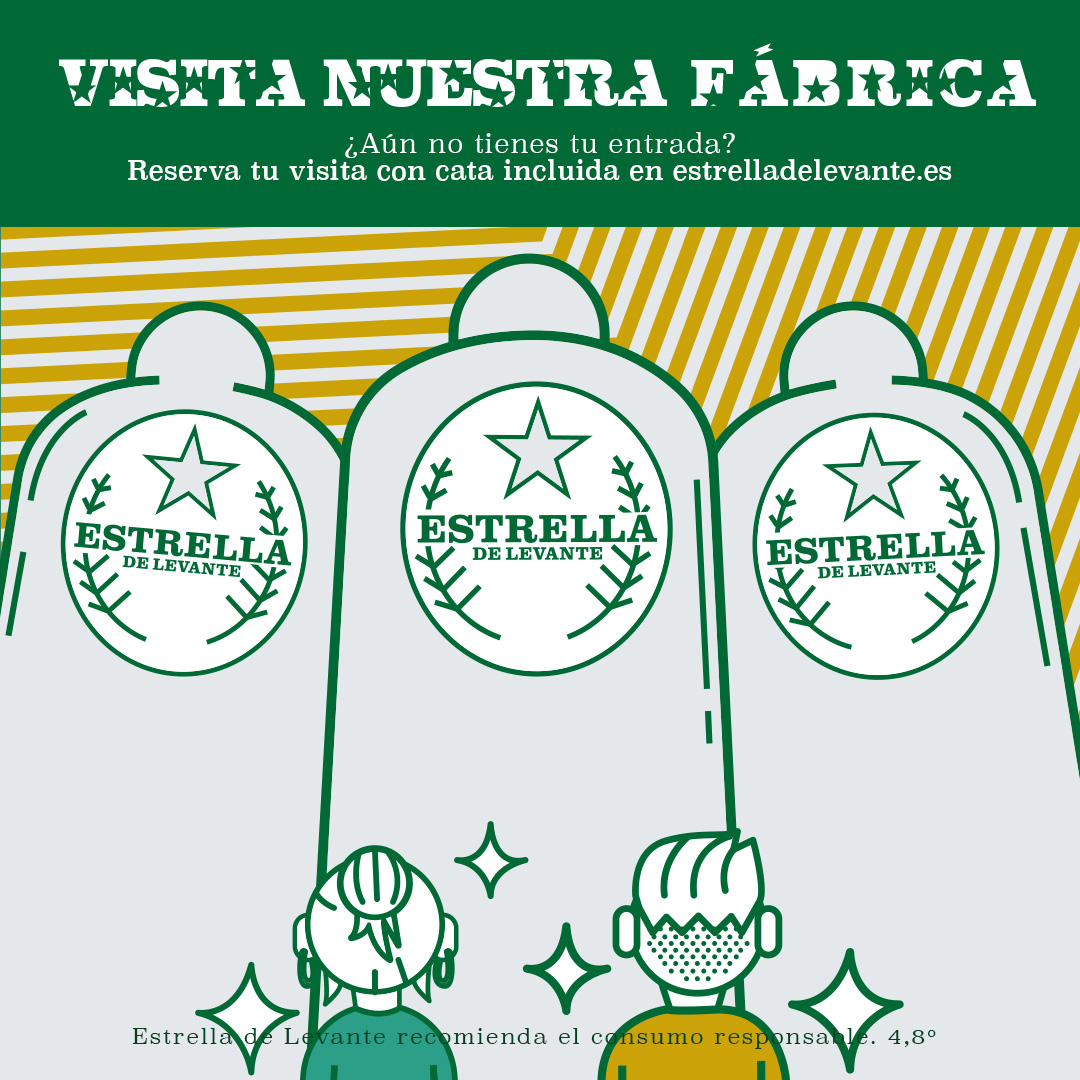 ¿Te gustaría conocer el proceso de elaboración de Estrella de Levante? 
 
Te invitamos a conocer nuestra fábrica y vivir una experiencia diseñada para auténticos cerveceros que no te puedes perder ⭐🍻 

Reserva ya tu visita con cata maridaje en estrelladelevante.es