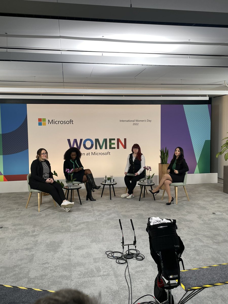 Brilliant to be behind the scenes at the <a href="/MicrosoftUK/">Microsoft UK</a> event for #InternationalWomensDay hearing from <a href="/jemmamwaters/">Jemma Waters</a> from <a href="/LBGplc/">Lloyds Banking Group</a> <a href="/MSCharitiesUK/">Eve Joseph</a> Tanaz Gould and Mattie Yata from <a href="/Claranet/">Claranet</a> and <a href="/DefraGovUK/">Defra UK</a>. A great discussion about sustainability, technology and what we can all do