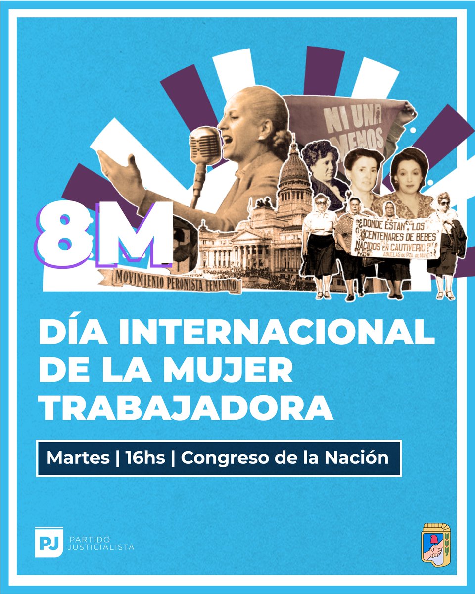 p_justicialista's tweet photo. #8M | Volvemos a las calles por el Día Internacional de la Mujer Trabajadora 💜

🕜 16:00 hs.
📍 Congreso de la Nación https://t.co/qSQgXnmmnO