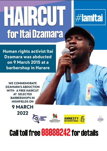 Pavakamutora he had just had a haircut.
Seven years on, we have not forgotten what they did to Itai Dzamara. In his honour and as part of our call to #BringBackItai, on 9 March you can get a #HairCutforItai
