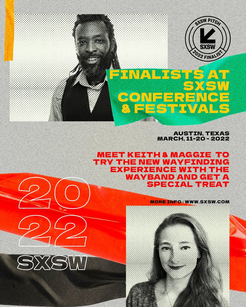 Haptic_Works's tweet image. We are ready for SXSW Pitch 2022, @sxsw ® Conference &amp;amp; Festivals. 

Come and try yourself how it feels to navigate and never have to stare at a screen again.
A new wayfinding experience with the Wayband® App &amp;amp; Wayband® wristband.
#SXSW #wearworks #wayband #navigation #innovation