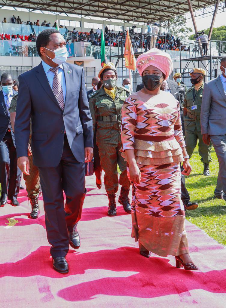 HHichilema's tweet photo. Honoured and humbled to have  taken part in joining the rest of the world in the commemoration of the #InternationalWomensDay2022 today, at the Lusaka Show Grounds. #Zambia https://t.co/7wV0Q3pCbo