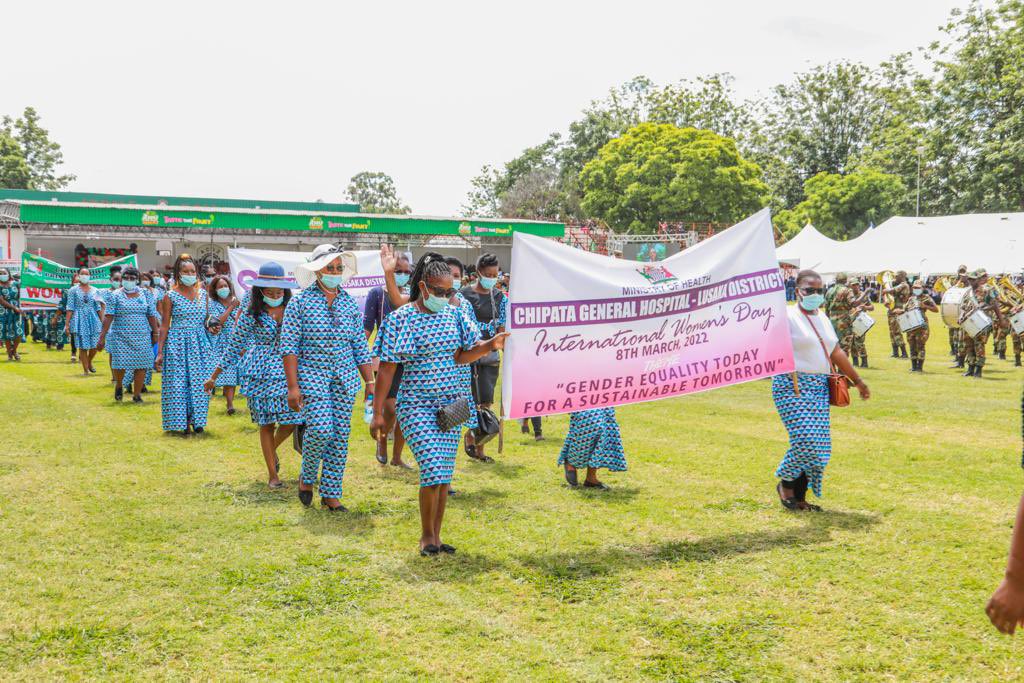 HHichilema's tweet photo. Honoured and humbled to have  taken part in joining the rest of the world in the commemoration of the #InternationalWomensDay2022 today, at the Lusaka Show Grounds. #Zambia https://t.co/7wV0Q3pCbo