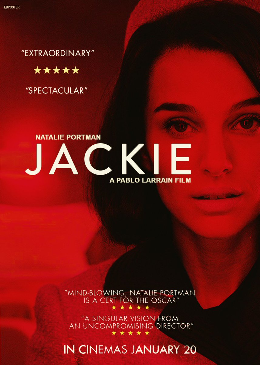 #WorldRecord/20
Jackie ('16)
⭐⭐⭐½
#NataliePortman probably gives the performance of 2016 in this biopic of #JacquelineKennedy, depicting the traumatic days and weeks after her husband's assassination. My first film from #PabloLarrain, and it's pretty mesmerising stuff.