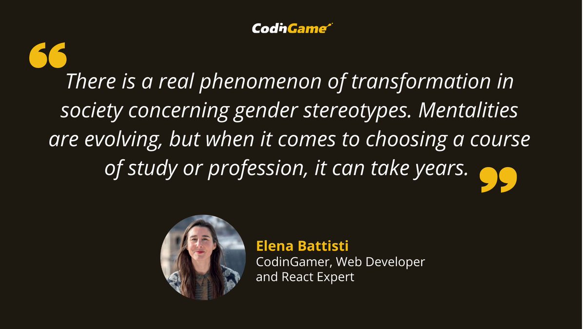 For #IWD2022, CodinGame is proud to give voice to inspiring female developers from our community. They share their experience with us about what it's like to be a woman in tech today. Meet Elena, Web Developer and React expert: codingame.com/blog/woman-dev… #WomenWhoCode #BreakTheBias